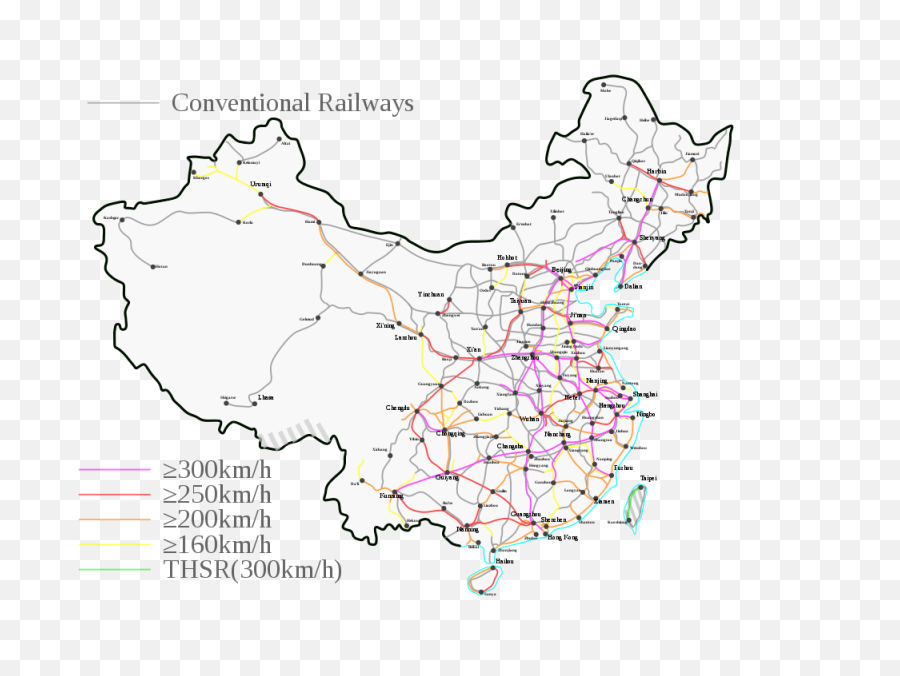 High Speed Rail In China Wikipedia High Speed Train China Map Png