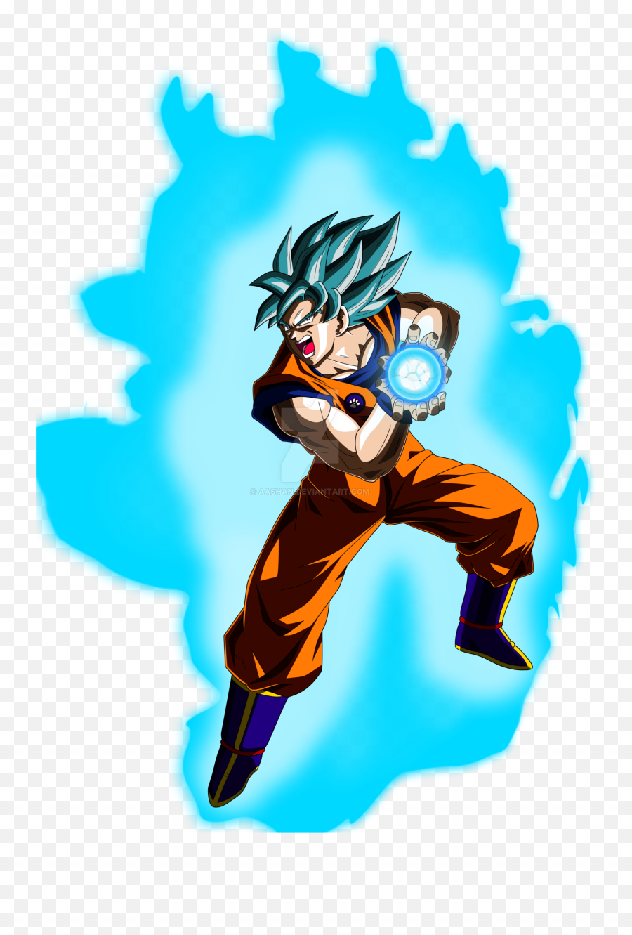 Goku Super Saiyan Blue Kamehameha Pose By Aashananimeart - Goku Ssj Blue Kamehameha Png,Super Saiyan Aura Png