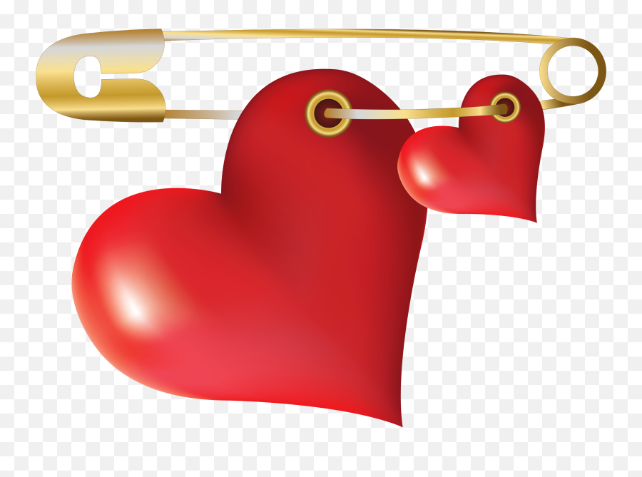 Hearts With Safety Pin Png Clipart - Transparent Safety Pin Clip,Bleeding Heart Png