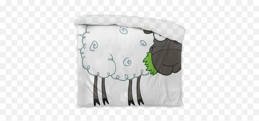 Download Black Sheep Cartoon Character Eating A Grass Duvet - Sheep Eating Grass Cartoon Png,Cartoon Grass Png