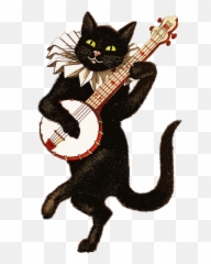 Cat T - Cat Playing Banjo Png,Banjo Png