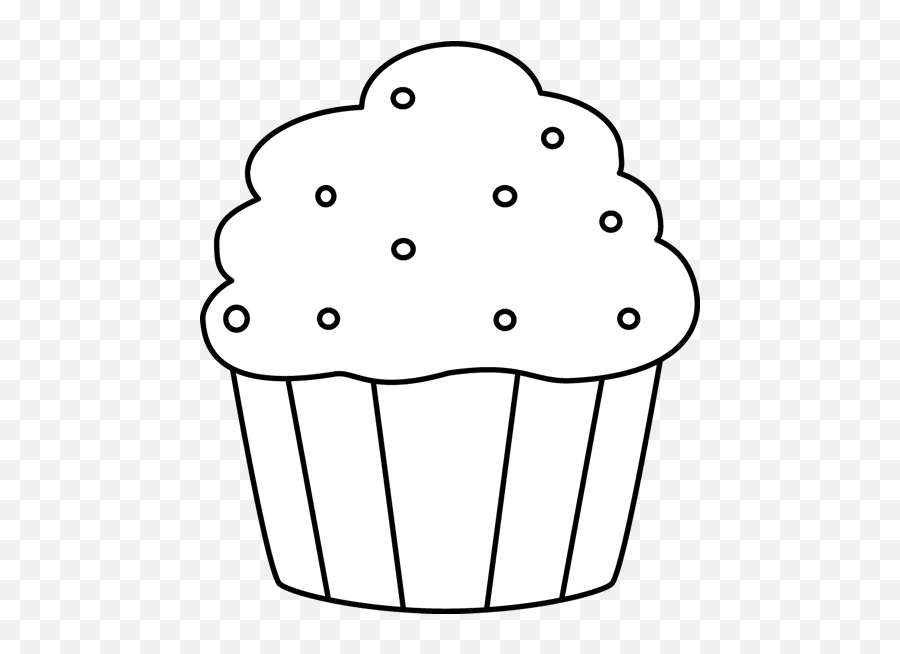 Black And White Cupcake With Sprinkles Clip Art - Black And Muffin Outline Clipart Black And White Png,Sprinkles Transparent Background