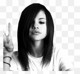 Selena Gomez Black White Original - Slena Haircut Short png