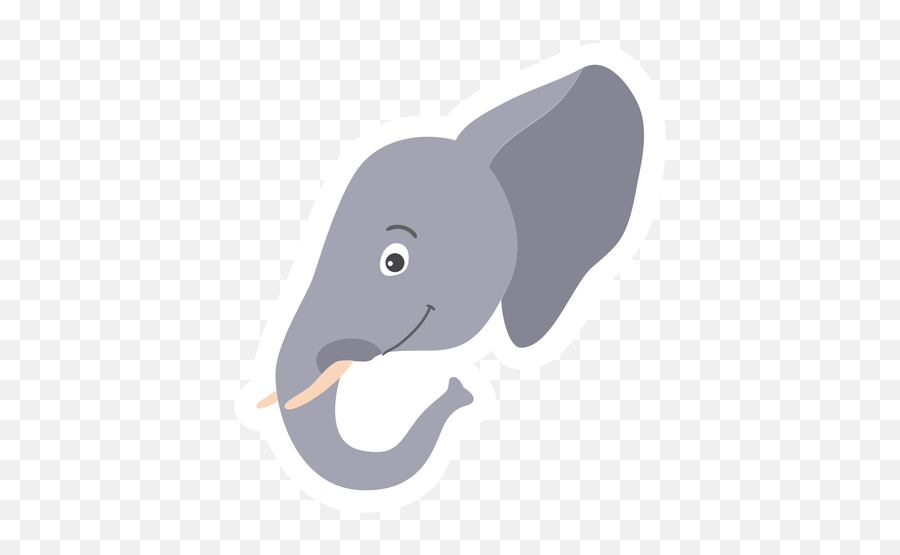 Elephant Ear Ivory Trunk Head Muzzle Flat Sticker - Indian Elephant Png,Elephant Png