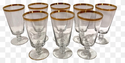 Vintage Gold Trim Tiffin Crystal Wine Glasses - Set Of 8 Champagne Stemware Png,Gold Trim Png