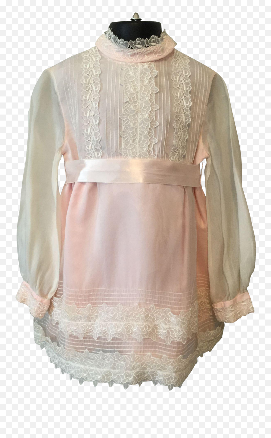 Vintage 1960s Girls Fit And Flare Dress Pink White - Blouse Blouse Png,White Flare Png