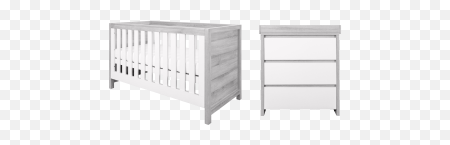 Modena 2 Piece Room Set Cot Bed U0026 Changer - Whitegrey Png,Piece Of Wood Png