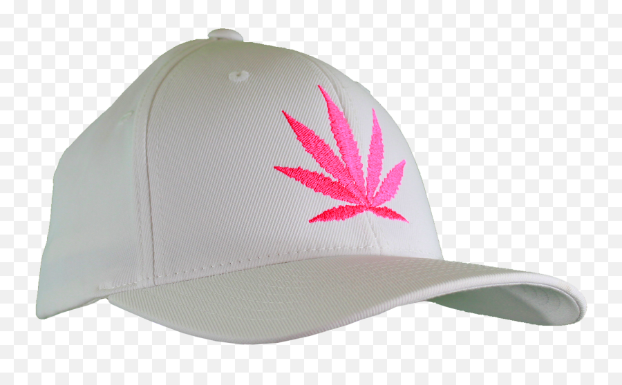 White Fitted Hat With Pink Leaf - Baseball Cap Png,White Hat Png