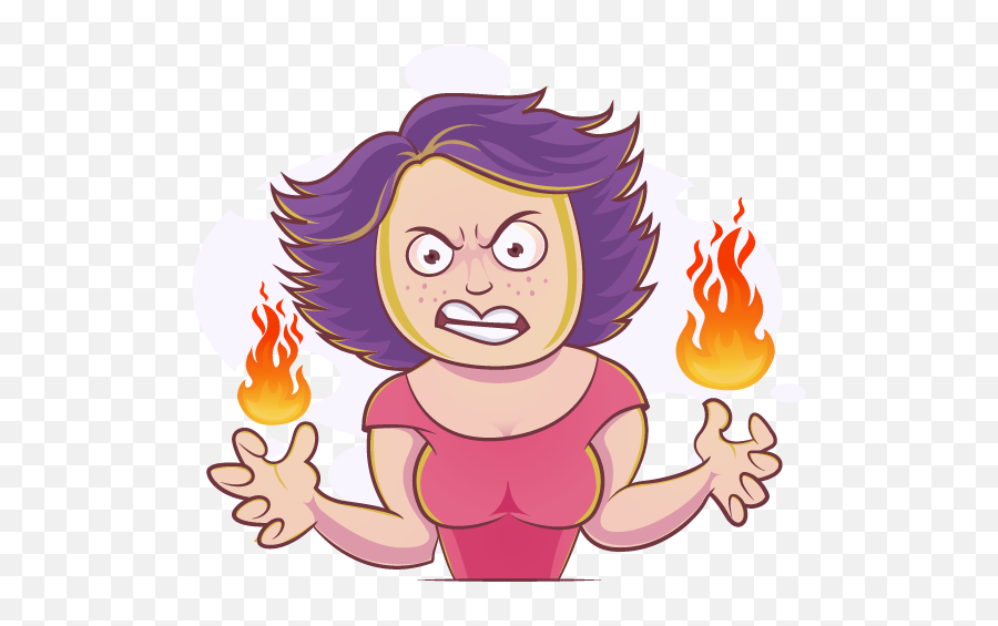 Angry Woman Png - Angry Woman Purple Hair Emoji 2898084 Cartoon,Rain Emoji Png