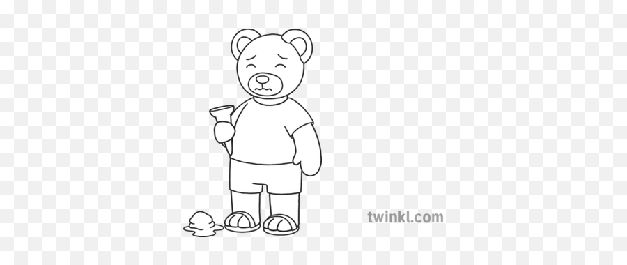 Toby The Teddy Bear With Melted Ice Cream No Background Soft - Chicken Licken Colouring Sheets Png,Ice Cream Transparent Background