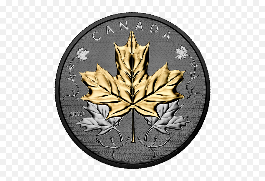 5 Oz Pure Silver Coin With Rodium U2013 Maple Leaves In Motion - 2020 Silver Maple Leaf Png,Canadian Maple Leaf Png