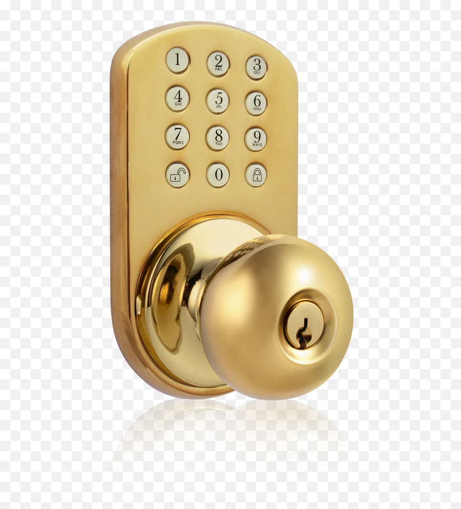 Milocks Tkk - 02 Keyless Entry Knob Door Lock With Electronic Keypad Door Lock Gold Png,Door Knob Png