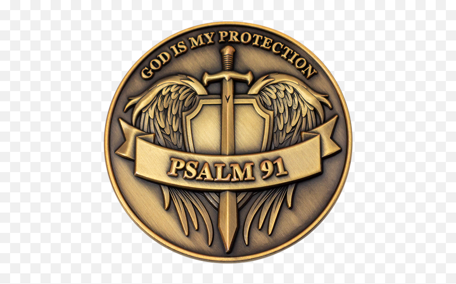 Psalms 91 - God Is My Protection Challenge Coin Psalm 91 Logo Png,Angel Wings Icon For Facebook