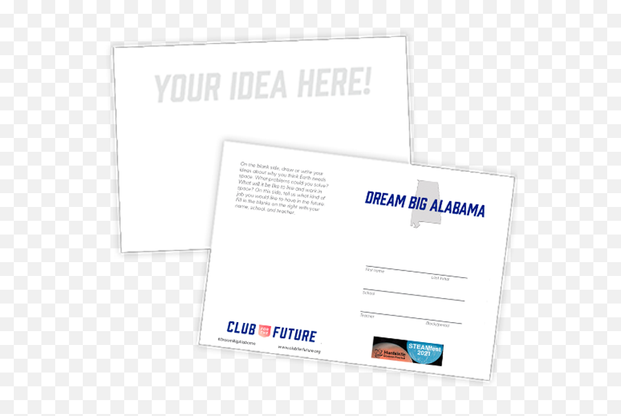 Blue Origin Club For The Future Dream Big Alabama Send A - Horizontal Png,Postcard Icon