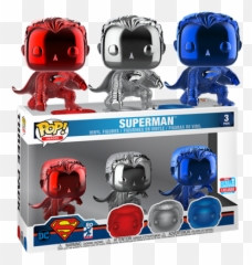 Covetly Funko Pop Heroes Superman Red White U0026 Blue Chrome - png