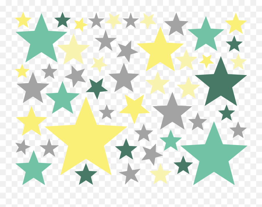 50 Green And Yellow Star Stickers - Wat Dao Dungsaram Png,1990s Grunge Icon