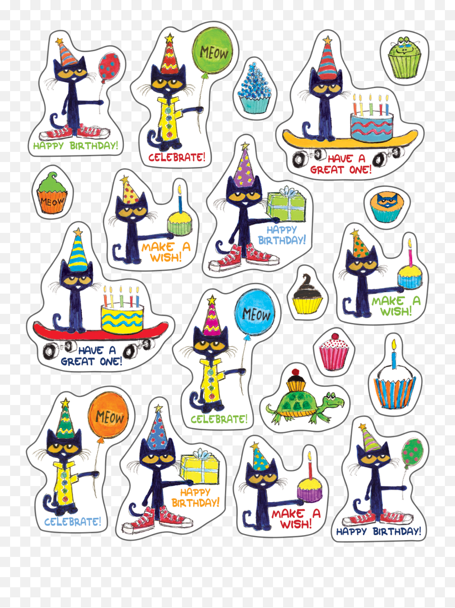 Pete The Cat Happy Birthday Stickers - Amazon Happy Birthday Stickers Png,Pete The Cat Png