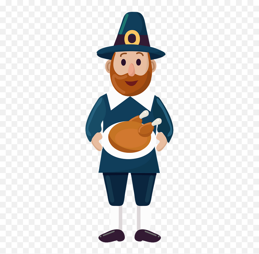 Pilgrim Man With A Turkey Dish Clipart Free Download - Costume Hat Png,Pilgrim Icon