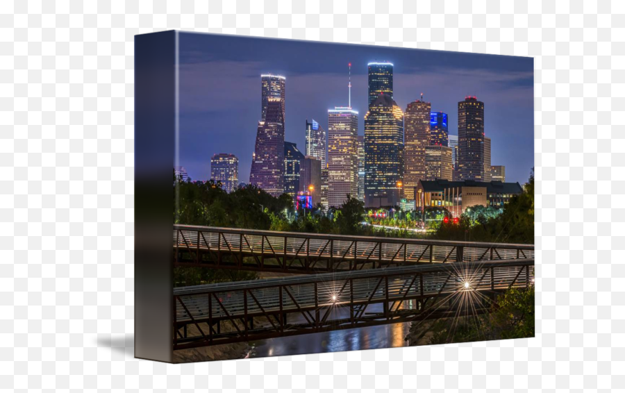 Houston Skyline Over Buffalo Bayou - Rosemont Pedestrian Bridge Png,Houston Skyline Png
