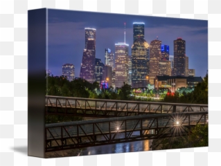Houston Skyline Over Buffalo Bayou - Rosemont Pedestrian Bridge Png,Houston Skyline Png