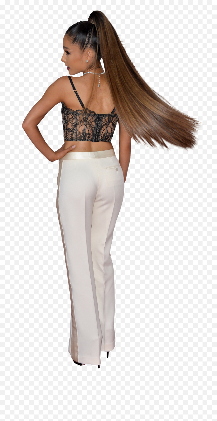 Ariana Grande In White Trousers Png Transparent Background