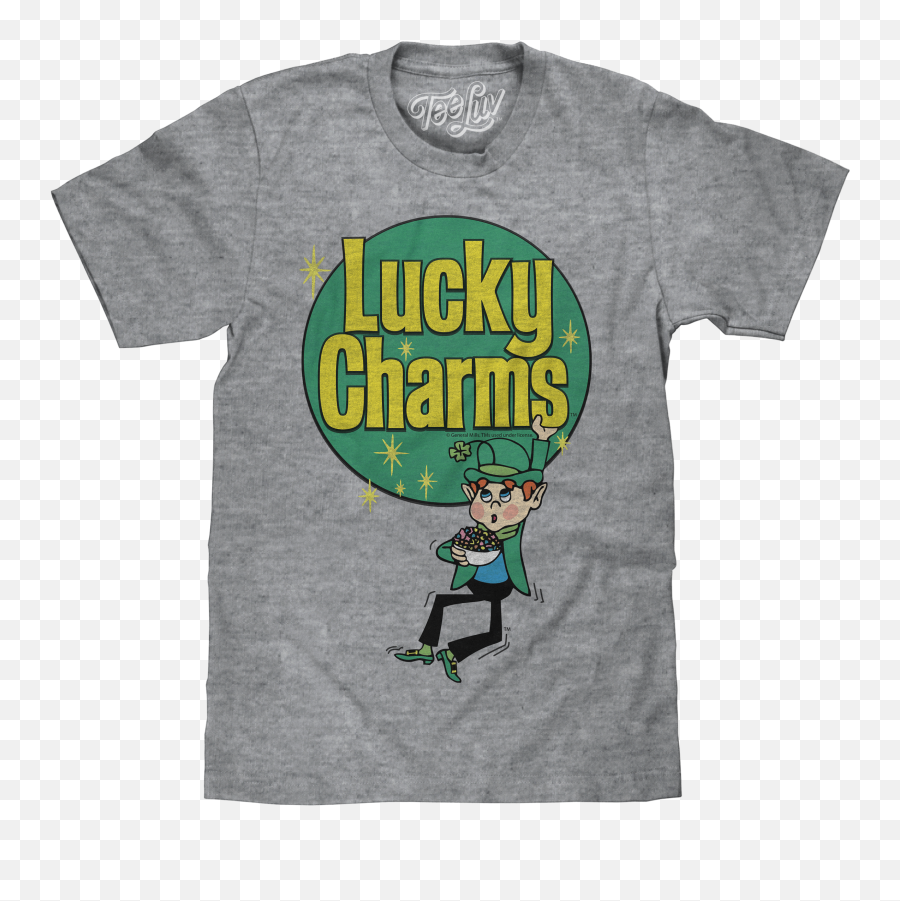 Lucky Charms Retro Logo T - Shirt Gray Cartoon Png,Lucky Charms Png