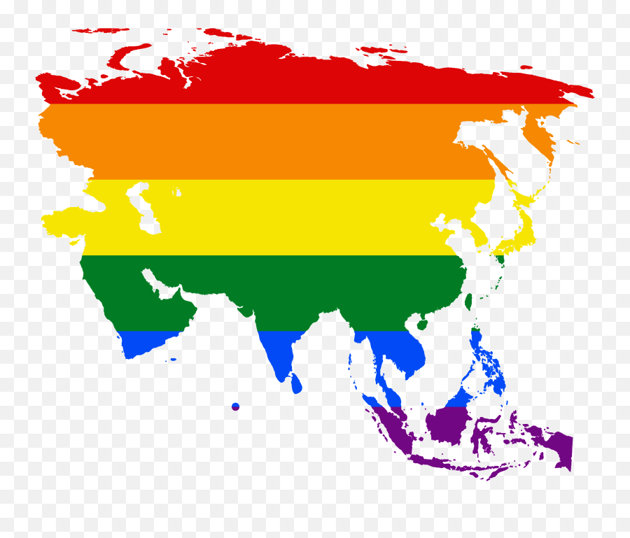 Lgbt Flag Map Of Asia - Population Density Map Asia Countries Png,Gay Flag Png