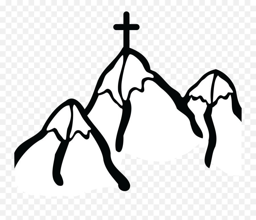 Picture Freeuse Cross Clipart Black And White Png - Mountain Mountain With Cross Clipart,Mountain Clipart Transparent