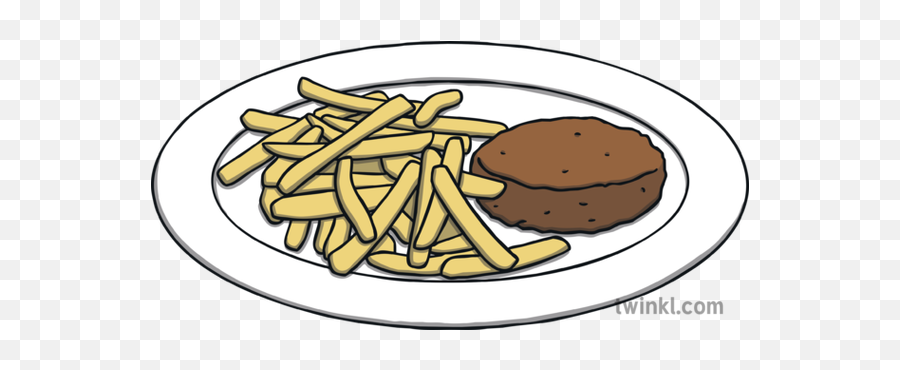 Burger Patty And Chips Junk Food Plate Ks1 Illustration - Twinkl Truffle Fries Png,Junk Food Png