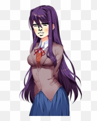 Fun When Mc Drops His Pen Just Right Ddlc - Doki Literature Club Yuri Happy png