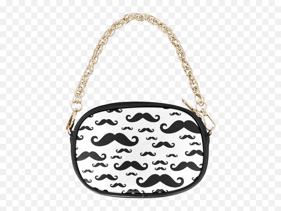 Black Handlebar Mustache Moustache Pattern Chain Purse Model 1626 Id D539012 - Words On Hand Bag Png,Handlebar Mustache Png