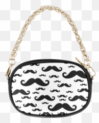 Black Handlebar Mustache Moustache Pattern Chain Purse Model 1626 Id D539012 - Words On Hand Bag png