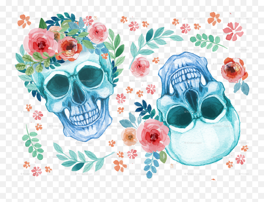 Sugar Skull Wallpaper - Watercolor Sugar Skull Clipart Hd Sugar Skull Desktop Background Png,Watercolor Clipart Png