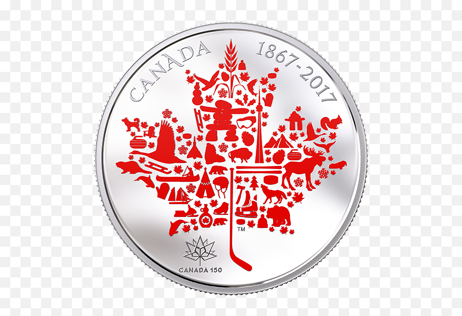5 Oz Pure Silver Coloured Coin - Canadian Icons Mintage Solid Png,Red Maple Leaf Icon