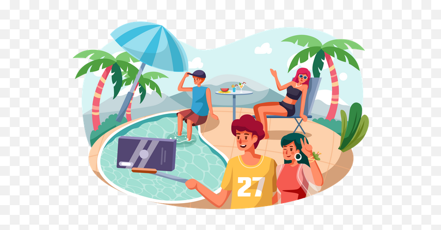 Pool Party Illustration - Outdoor Furniture Png,Pool Party Zac Icon