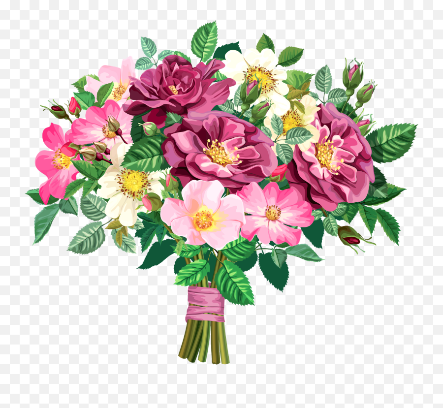 Bouquet Clipart Transparent - Bouquet Of Flowers Drawing Png,Flower Bunch Png
