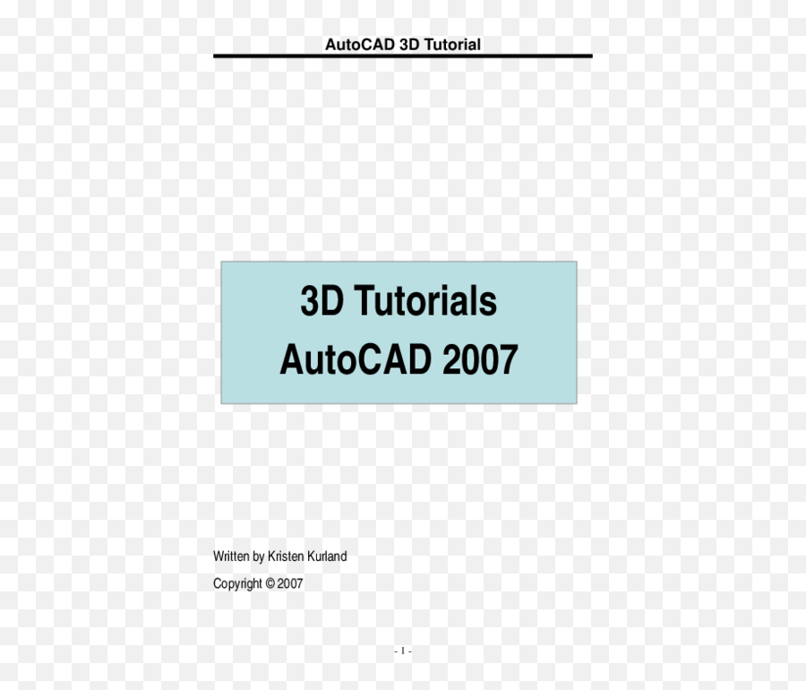 Pdf Autocad 3d Tutorial Written By Kristen Kurland Marsha - Vertical Png,Ucs Icon