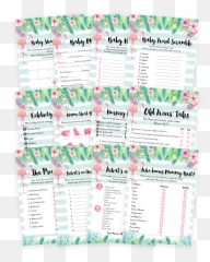 Download Tropical Flamingo Baby Shower Game Pack - Baby Poster Png,Baby Shower Png