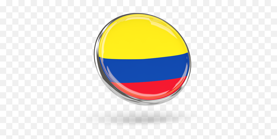 Round Icon With Metal Frame Illustration Of Flag Colombia Png