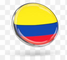 Round Icon With Metal Frame Illustration Of Flag Colombia Png