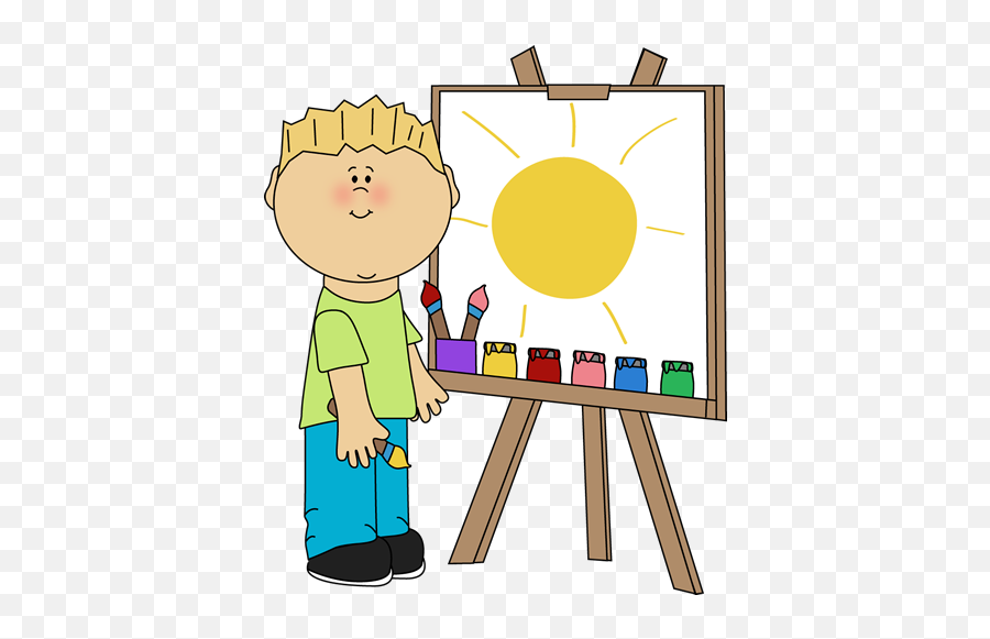 Boy Painting Clip Royalty Free Library - Kid Art Clipart Png,Painting Clipart Png