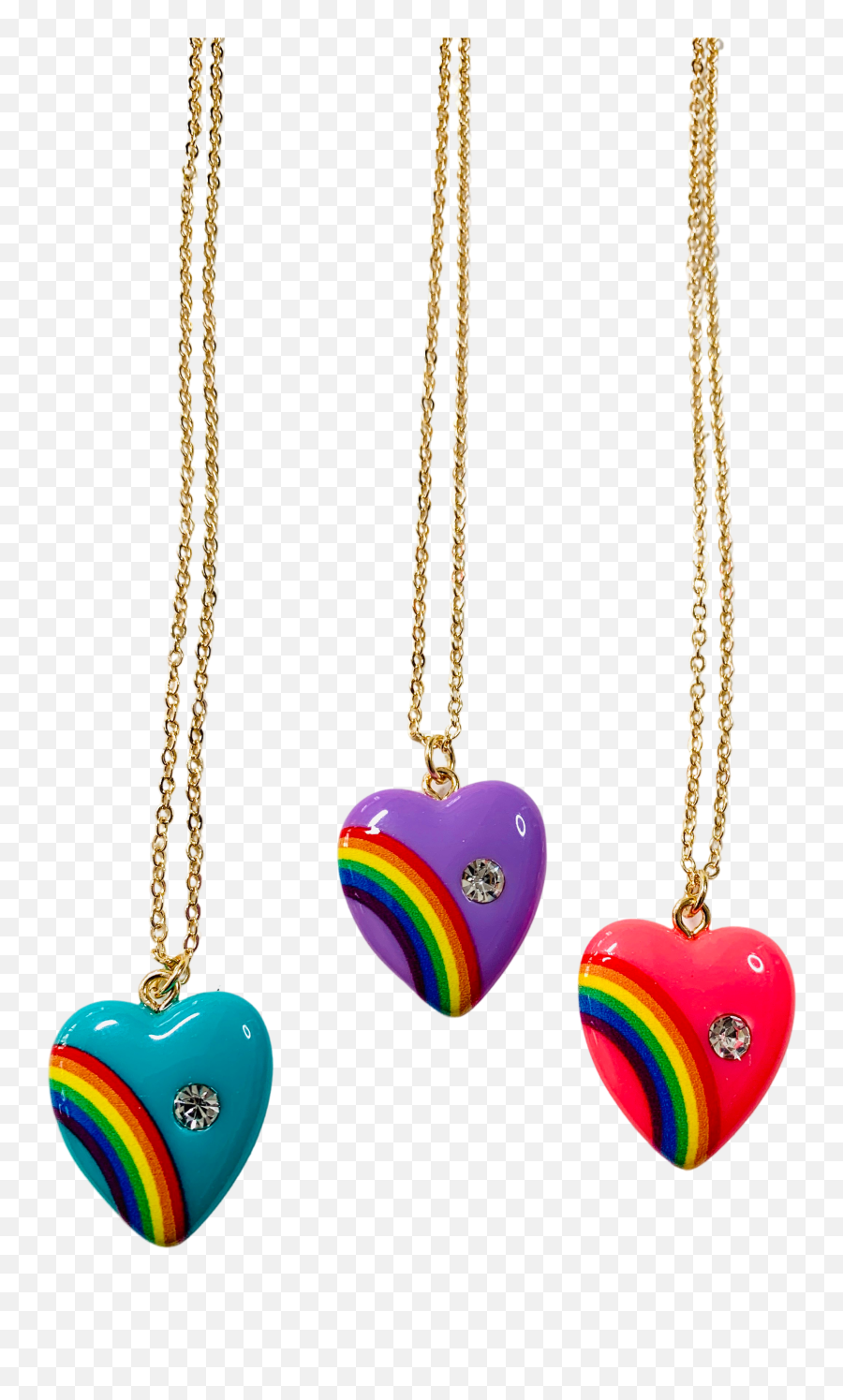 Large Size Vintage Rainbow Heart Necklace - Solid Png,Rainbow Heart Png