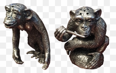Pewter Chimpanzees Salt And Pepper - 2 Pieces Animal Figure Png,Chimpanzee Png