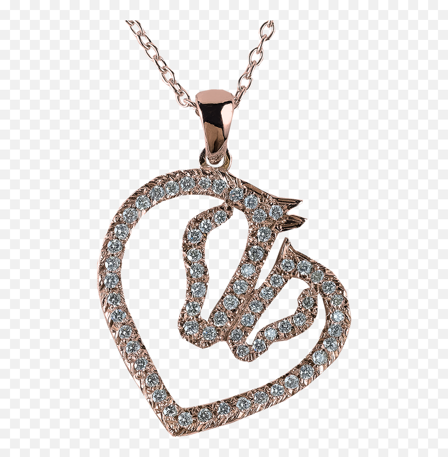 Heart Shape Diamond Mare And Foal Pendant - Van Dell Jewelers Solid Png,Heart Shape Transparent