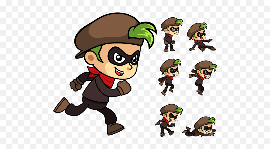 Thief Vector Animated Transparent U0026 Png Clipart Free - 2d Character Sprite Png,Robber Png