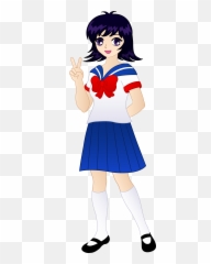 Library Of Anime Clip Art Black And White Girl Png - School Uniform Anime Drawing School Girl,Cute Anime Png