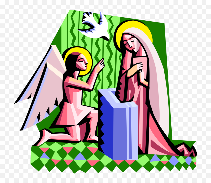 Vector Illustration Of Spiritual Angel - Angel Gabriel And Our Lady Png,Virgin Mary Png