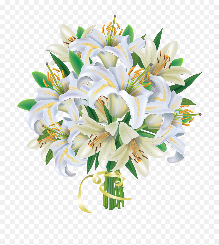 Lily Clipart Flower Bunch Transparent - Bouquet Of White Flowers Clip Art Png,Lily Transparent Background