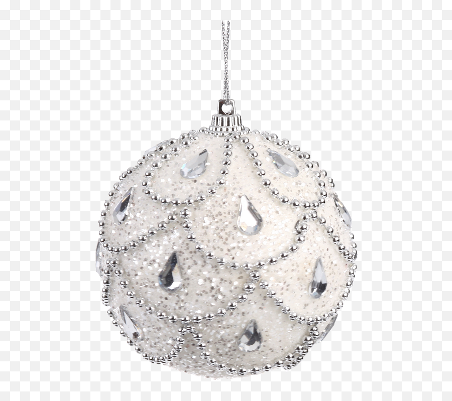 Download 8cm Hanging Ball Silver And White Xmas Baubles - Solid Png,Hanging Christmas Ornaments Png