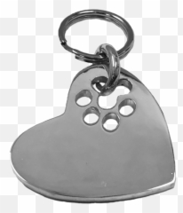 Hp03 Medium Heart Cut - Out Paw Tag Sterling Silver Solid Png,Silver Heart Png